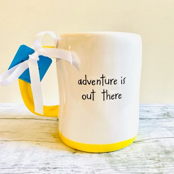 Disney Pixar “Up” Rae Dunn Yellow Coffee Mug/Cup - Adventure Is Out There - Picture 2 of 6